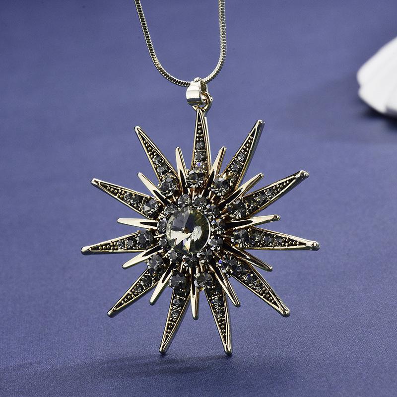Light Luxury Multi-element Sunflower Girl s Temperament and High-end Retro Clavicle Chain Pendant Necklace 60CM(Necklace Long)