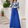 ZANZEA Women Long Sleeve Print Blouse and Wide Leg Pants Casual Two Piece Suit Sets