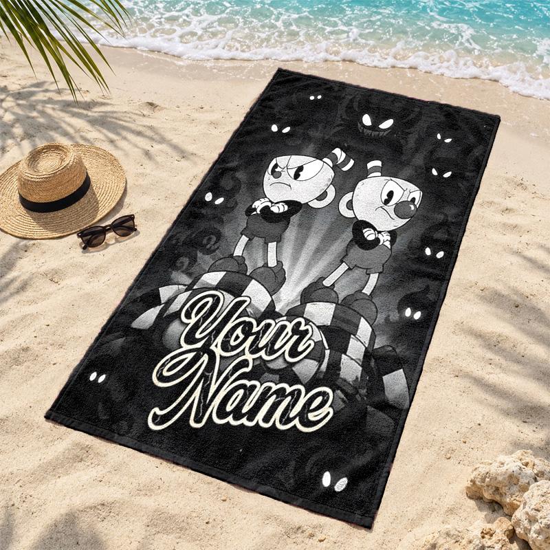 Cuphead Custom Name Beach towels also serve as bath towels summer essential a musthave for the outdoors the beach and the pool