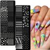 4*12cm 3D Star/Dotting /French Lines Nail Stamping Plate French Straight & Wave Line Nail Template Stainless Steel Printing Tool
