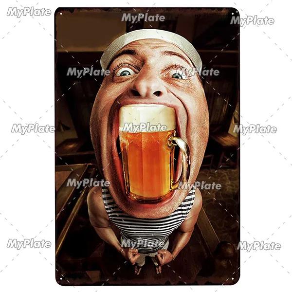 Letrero de Metal creativo para cerveza, placa Vintage, placa de letrero de lata para cerveza fría, decoración de pared para Bar, Club, hombre, arte rupestre, póster personalizado