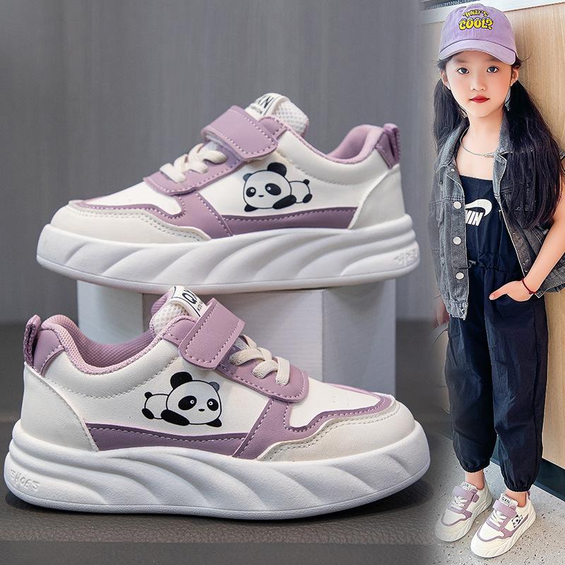 Student Casual Shoes Autumn New Leather Surface Children Breathable White Shoes Korean Version of Foreign Trade Girls Board Shoes