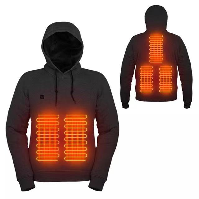 Unisex USB Heated Hoodie with Electric Warmth - Casual Hooded Sweatshirt (Europe 2025) XXL чёрный