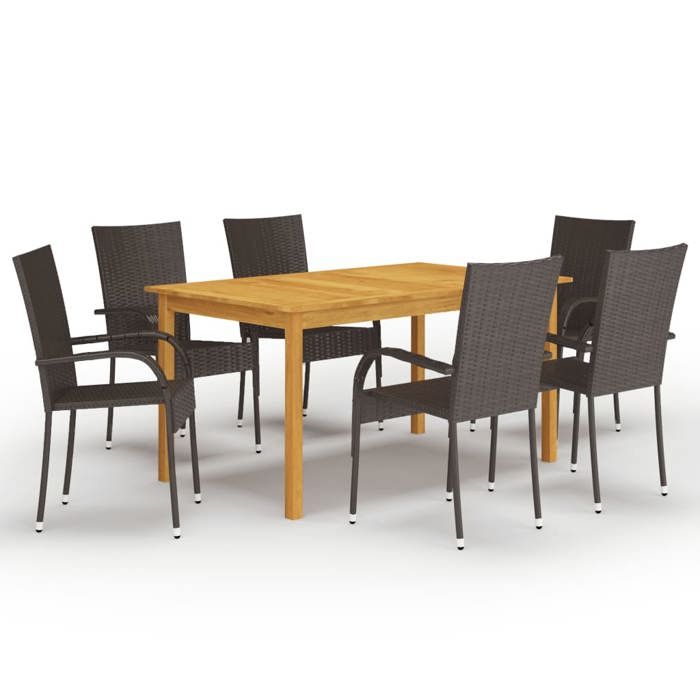 VidaXL Ensemble de Salle à Manger de Jardin 7 pcs Table et Chaises de Repas de Patio Mobilier à Dîner de Terrasse Salon de Jardin