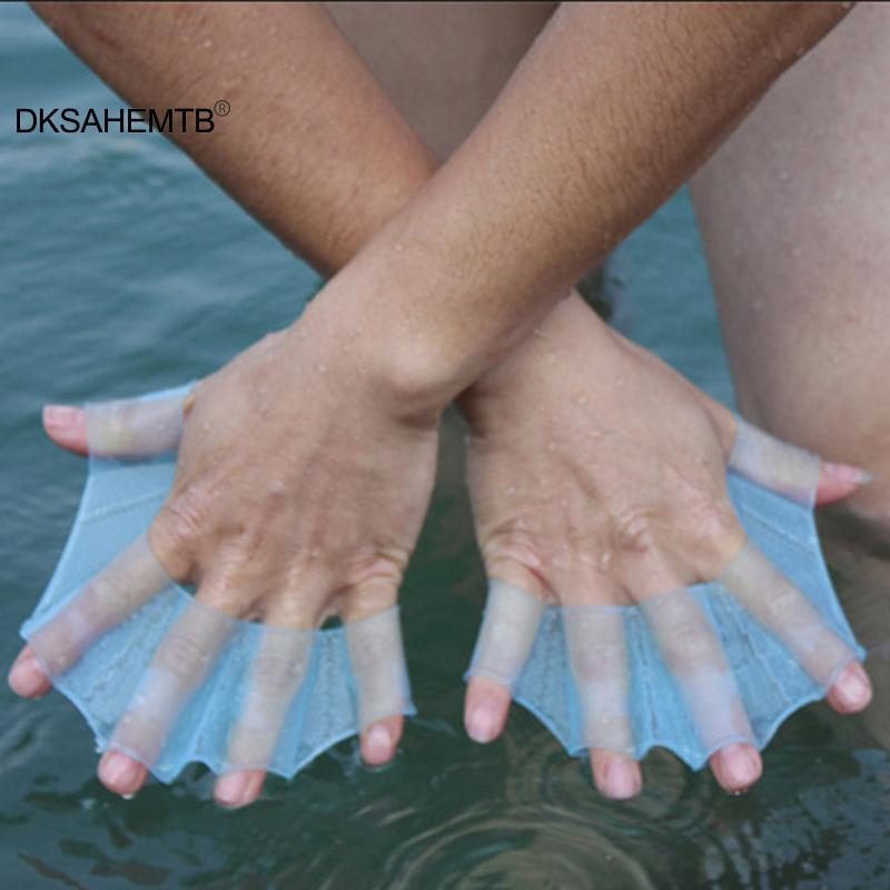 

1 пара унисекс лягушачий стиль силиконовые ручные плавательные ласты ласты пальцы перепончатые перчатки весло водные виды спорта