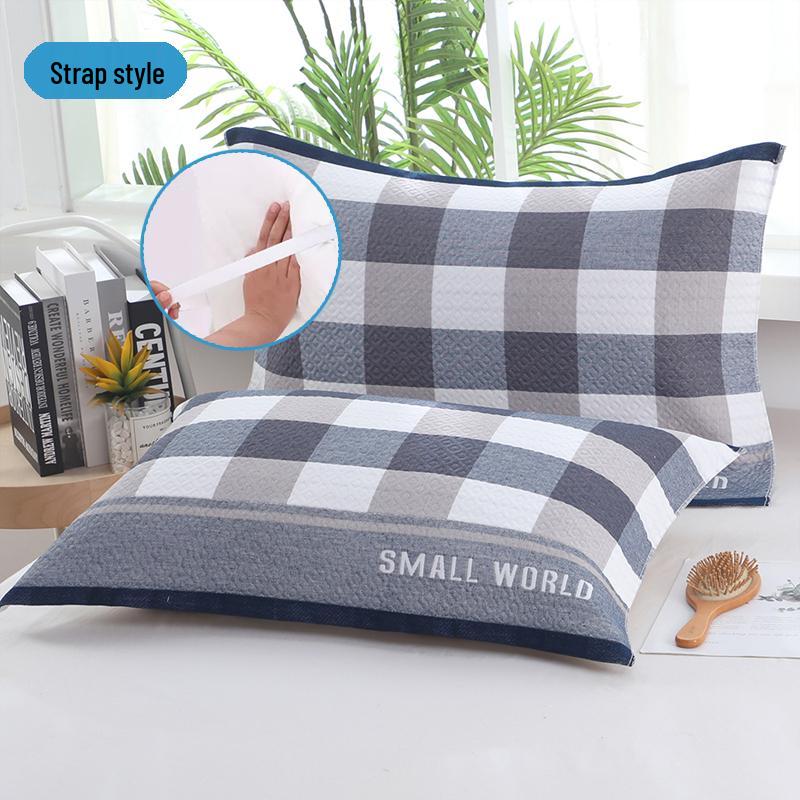 Set Asciugamano Cuscino Cotone a Quadri Extra Large e Spesso - Garza per la Casa Resistente alle Macchie per Coppie, Studenti