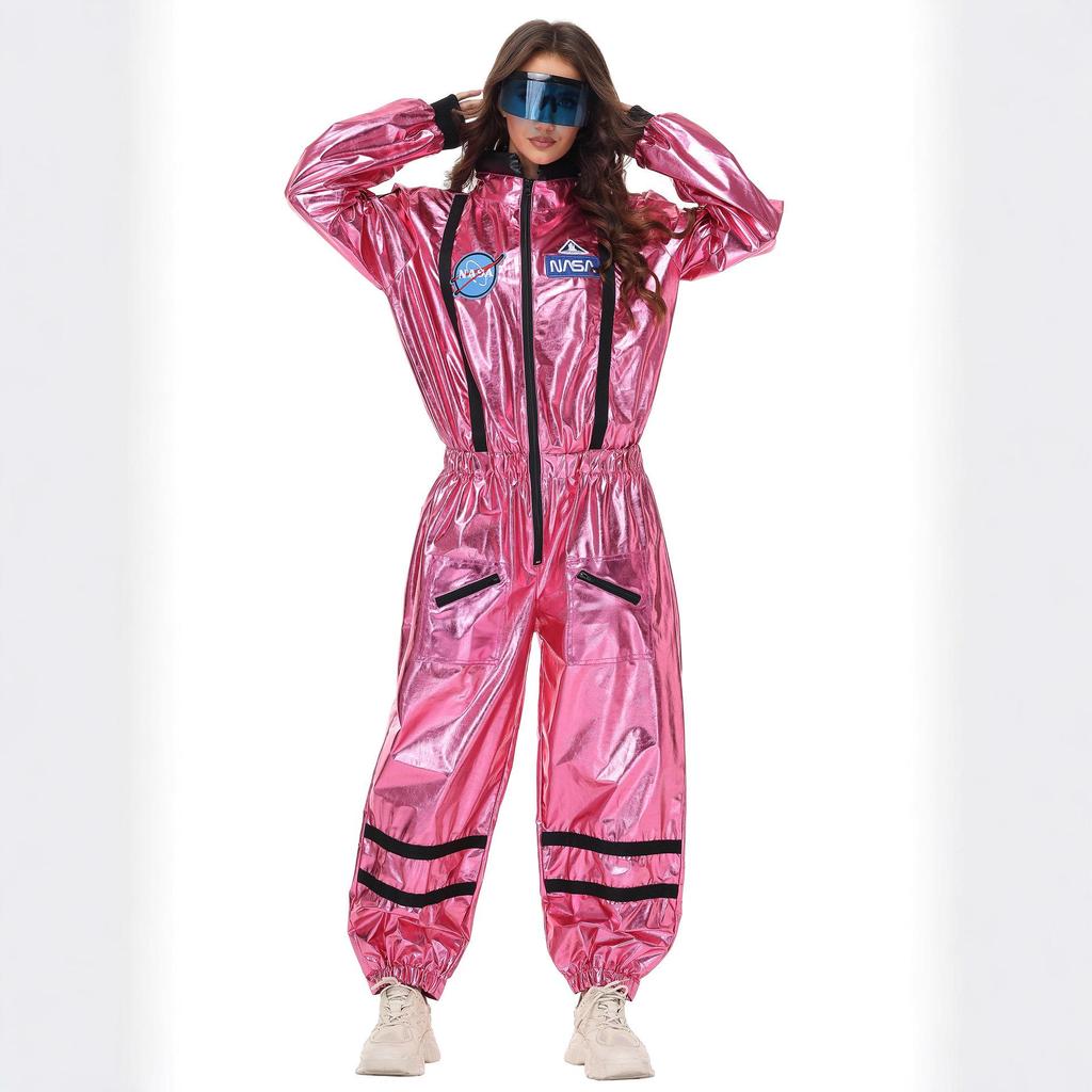 Trendiger Pink Glänzender Astronaut Halloween Jumpsuit - Must-Have Kostüm