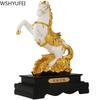 Chinese Style Horse Shape Artwork Lucky Horse Resin Home Decoration Ornaments Desk Study Crafts Home Decorations Gifts