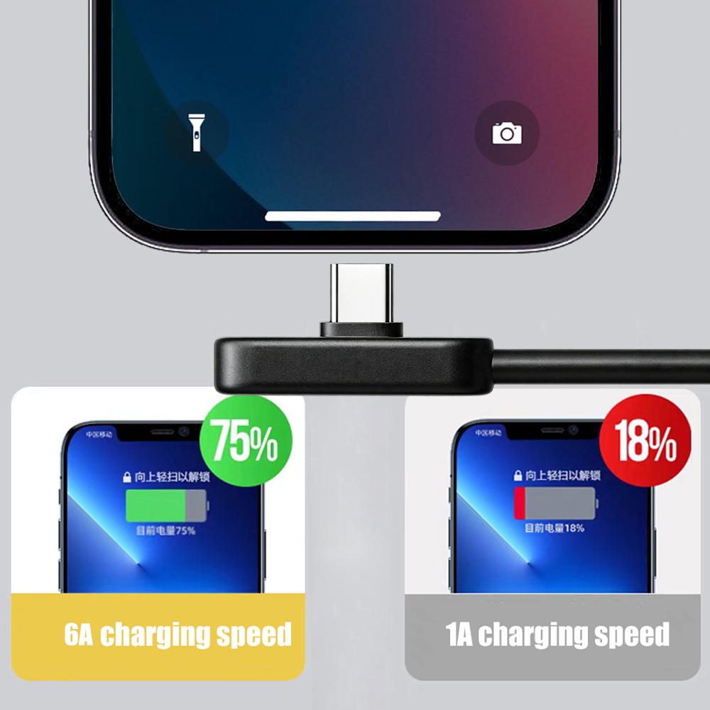100W Fast Charging Type-C Right Angle Data Cable Silicone USB A To C Wire Cord for Samsung Xiaomi POCO Huawei Honor Android