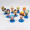 9Pcs/Set Anime One Piece Figure Luffy Roronoa Zoro Q Version Action Figura Kawaii Doll PVC Model Toys Kid Birthday Christmas Gif