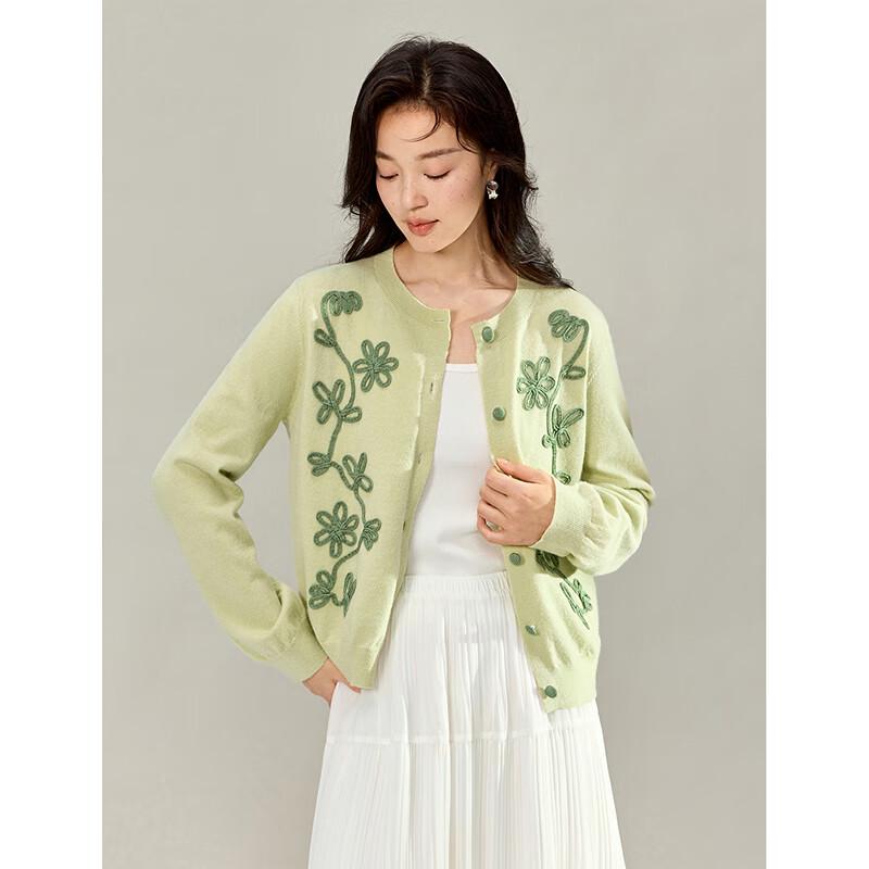 INMAN Women's 3D Rope Embroidery Knitted Cardigan