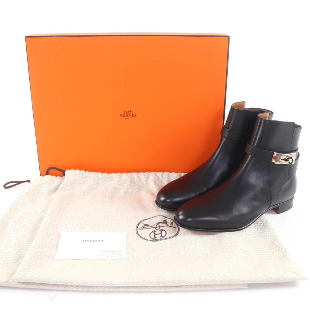 Ausgezeichnete HERMES Kurzstiefel Neo Kelly Schnalle Leder schwarzes Leder Damen 35.5 Gebraucht