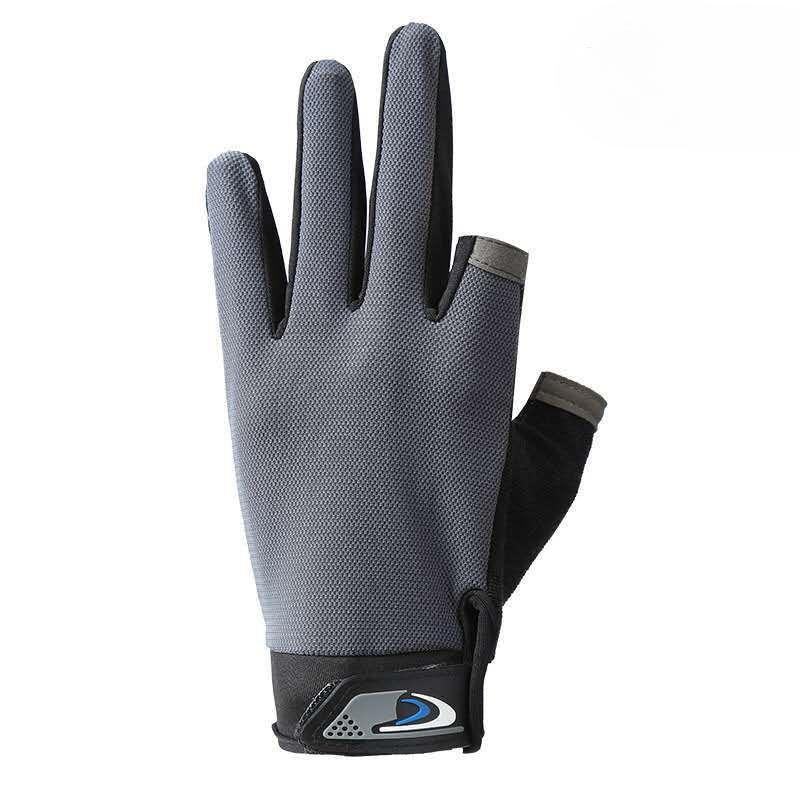 New Spring and Summer Thin Gloves Outdoor Fishing Sun Protection Dew Two Fingers Luya Mesh Breathable Half Finger Fishing Gloves