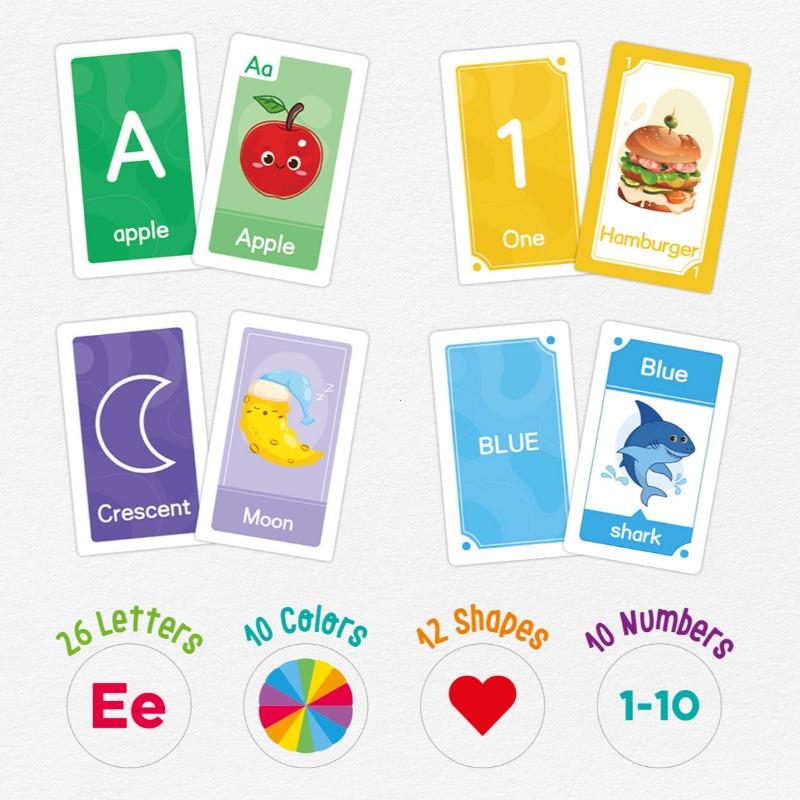 Non-Toxic 58Pcs Abc Alphabet Flashcards Montessori Early Education Toys Baby Shapes Animals Learning Cards Games Puzzles For Kids Gifts