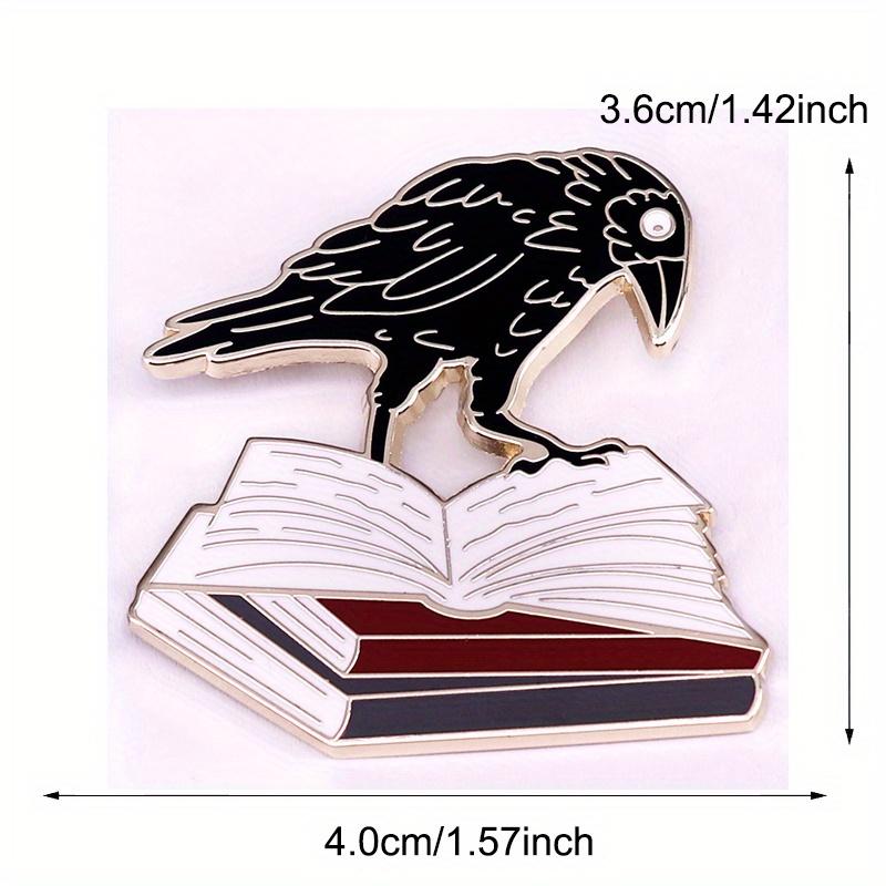 Interesting Crow and Book Enamel Pin Brooch Halloween Decoration Accessories Badge