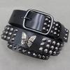 Riveted Unisex Belt: Punk & Hip Hop Style Butterfly Cowhide Leather, European-American Fashion