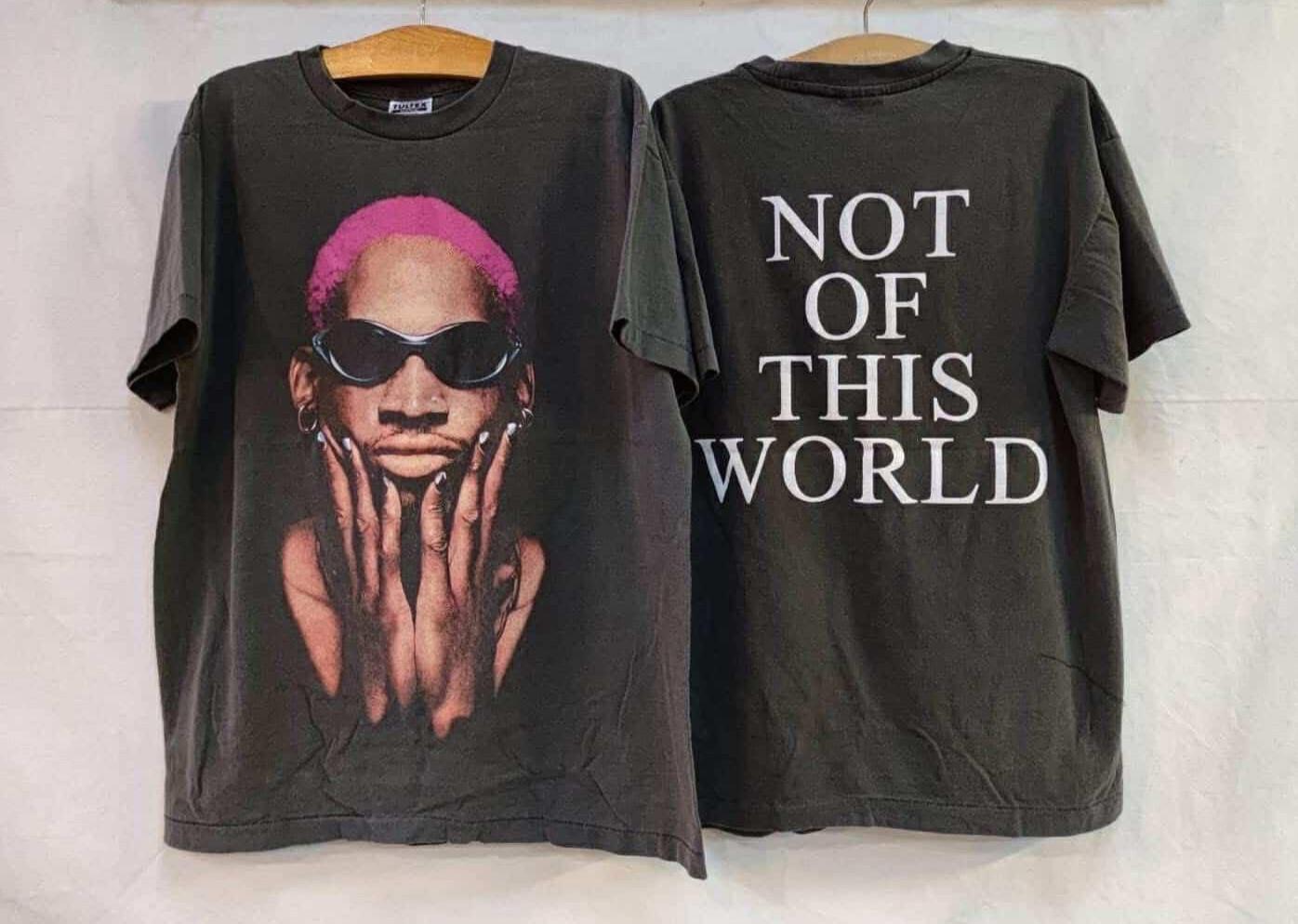 Dennis Rodman Not Of This World Vintage 90s Y2K XL Single Stitch REPRINT Unisex T-Shirt XXXXL