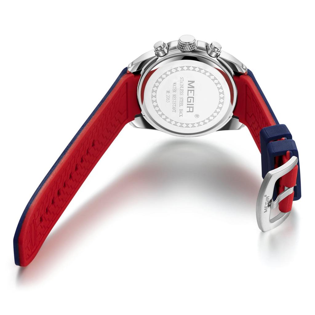 Megir Men's Analogue Sport Chronograph Luminous Quartz Watch with Fashion Silicone Strap 2063