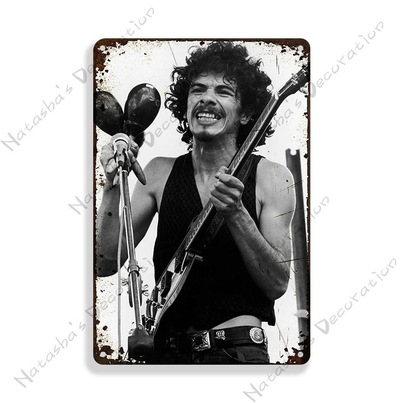 Santana Poster Dekorative Platte Rockmusik Metallposter Garage Club Metall Blechschild Metallplakette Wandplatte Man Cave Wanddeko