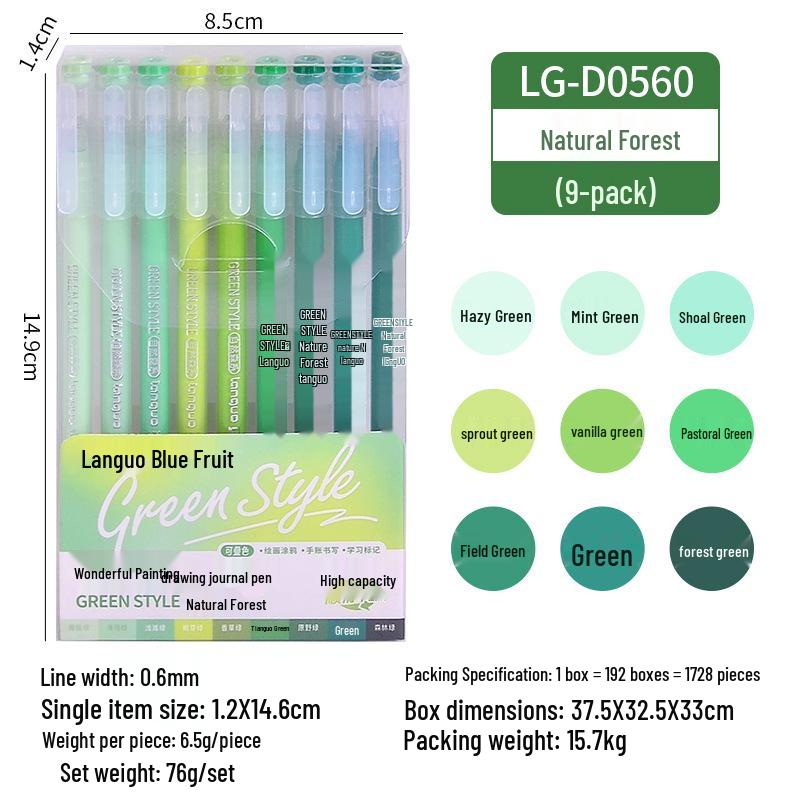 Morandi Color Planner Pen Set: Large Capacity Gel Pens with Needle-tip for Students and Drawing, Fluorescent Blue Fruit 0551.