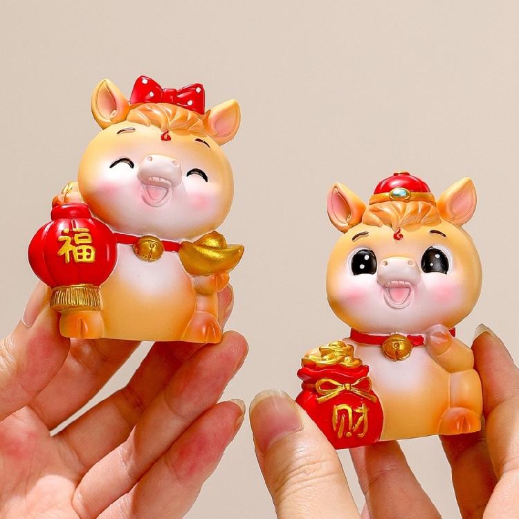 Chinesisches Neujahr Pferdefiguren 2026 Harz Chinesische Tierkreiszeichen Pferdefiguren Schreibtischverzierung für Neujahrs-Heimdekorationen