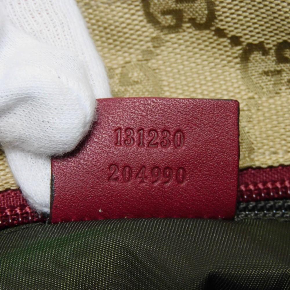 Used 9539 Web Stripe Tote 131230 7924 Logo Embossed Leather Patch Double G Red GG Canvas Beige Unisex from Japan