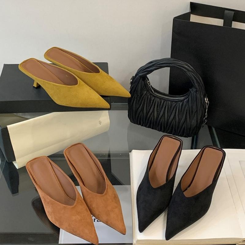 Fashion New Shallow Slingbacks Women Pumps Slipper Street Style Pointed Toe Party Mules Female Shoes