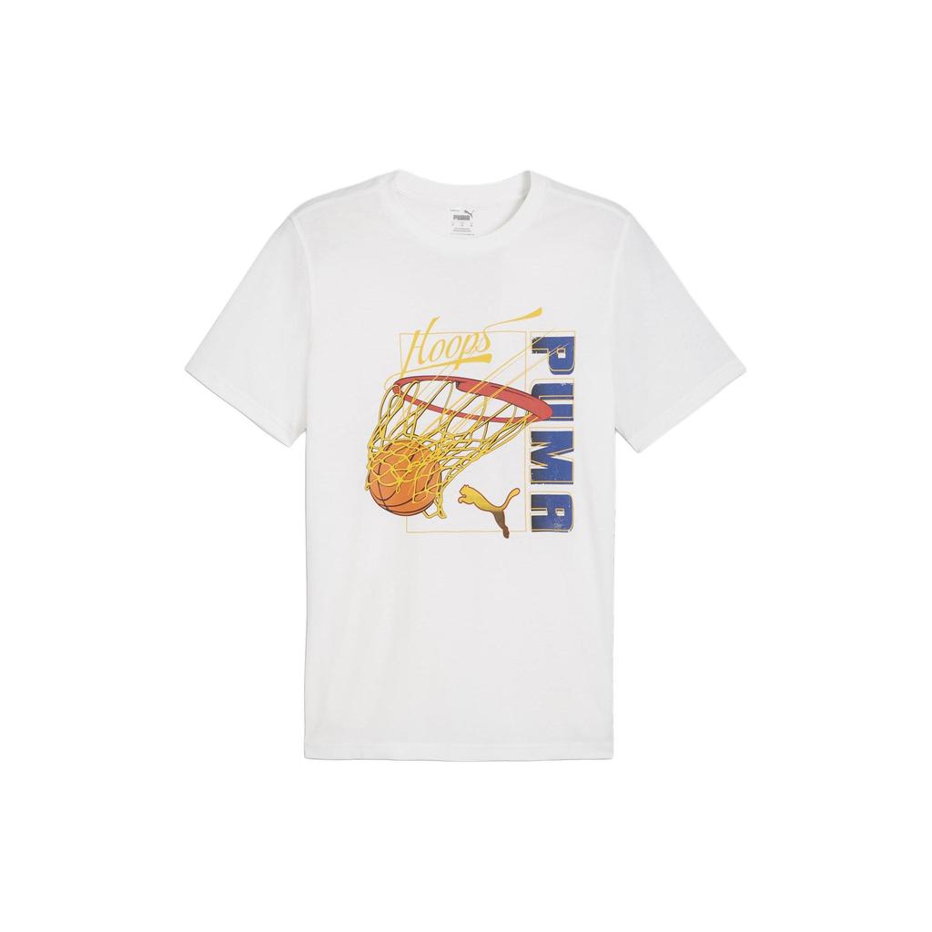 Puma Basketball Print Breathable Pullover Short Sleeve T-Shirt Men Tops White 624801-03