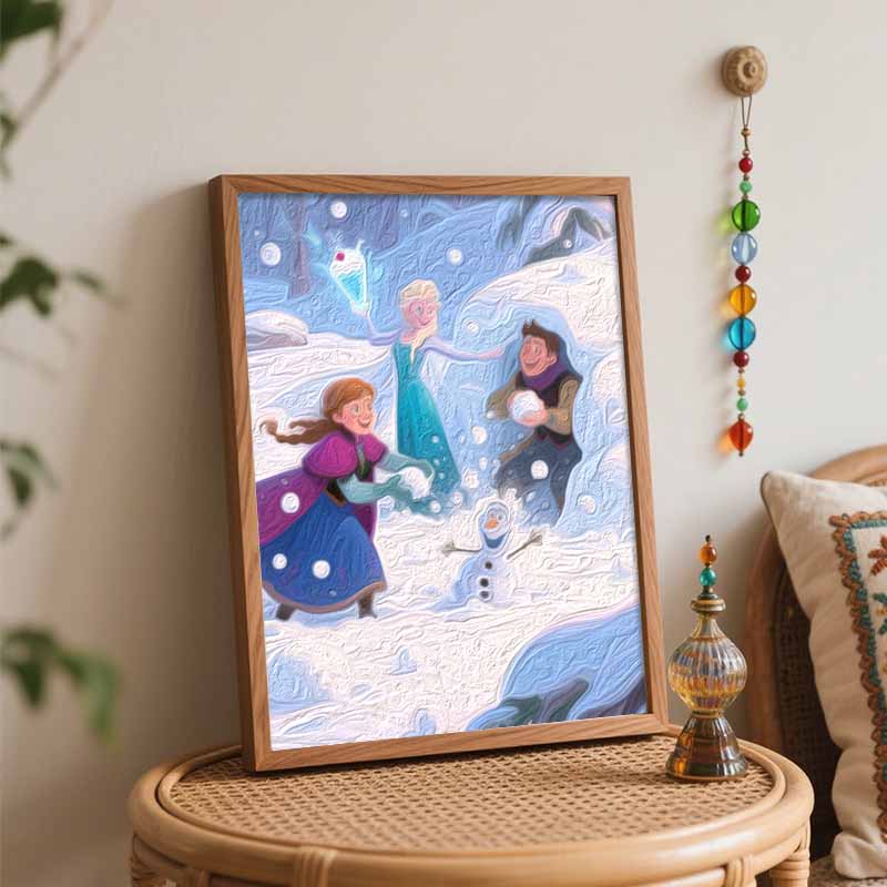 Disney Frozen Winter Snow Scene Digital Oil Painting Art Kit Handmade Coloring Painting Home Decor