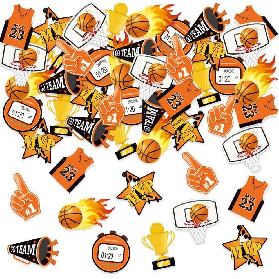 100PCS Basketball Confetti Sports Theme Party Decorations Baby Shower Baby Boy Girl Table Confetti for Kids Birthday Decorations Supplies