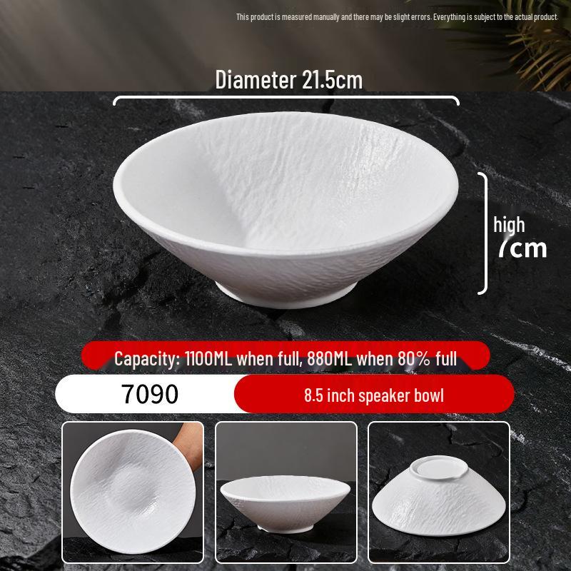 Melamine White Large Noodle Bowl - Imitation Porcelain for Ramen, Mala Tang, and Luosifen