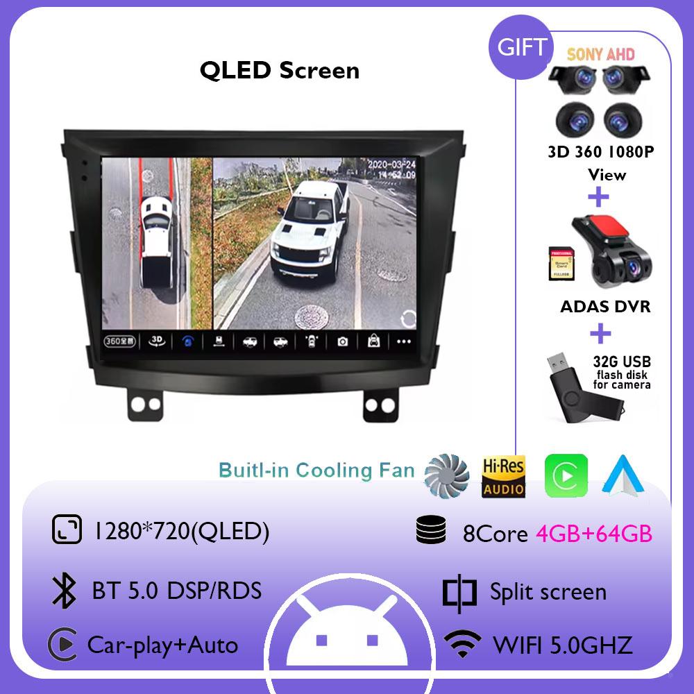 Android 14 For SsangYong Tivolan Tivoli 2014 - 2017 Car Video Multimedia QLED 4G+WIFI DSP GPS Radio Player 360 Camera Head Unit