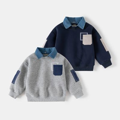 Children's Fake Two-piece Sweater 2025 Autumn and Winter New Korean Version of Children's Clothing Boys' Fleece Jacket Baby Top
