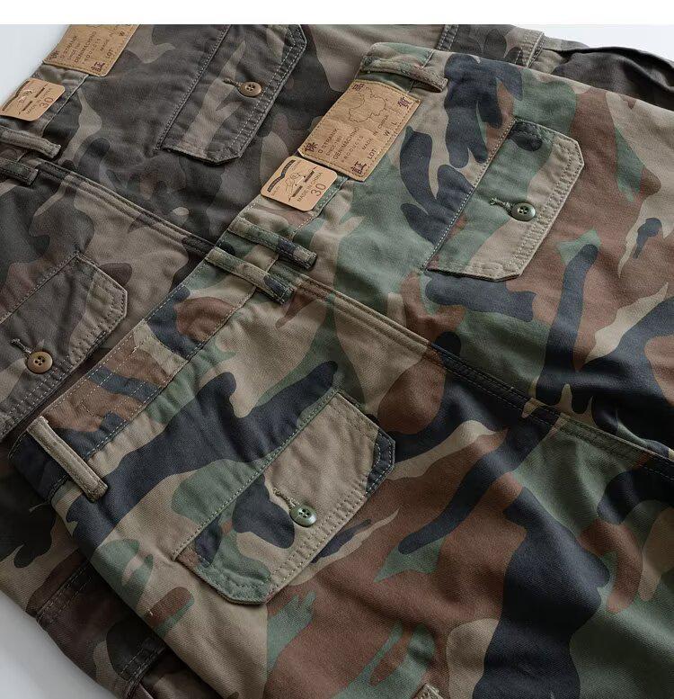 Heavyweight Cotton Men's Harajuku Retro Camo Workwear Shorts