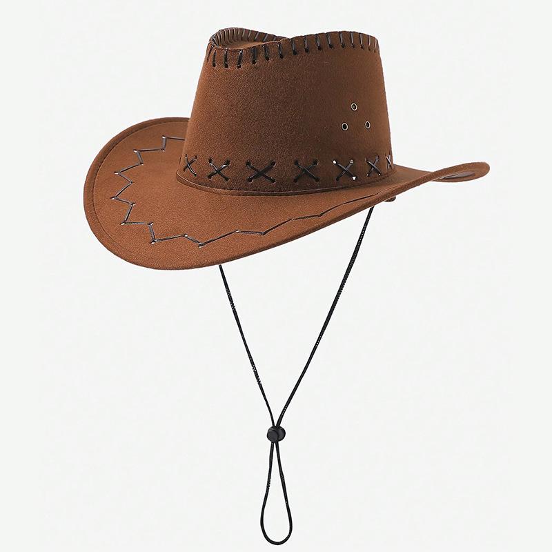 Men's and women's cowboy hats, sunscreen visors, grassland western cowboy hats, couples traveling with big eaves, top hats, suede