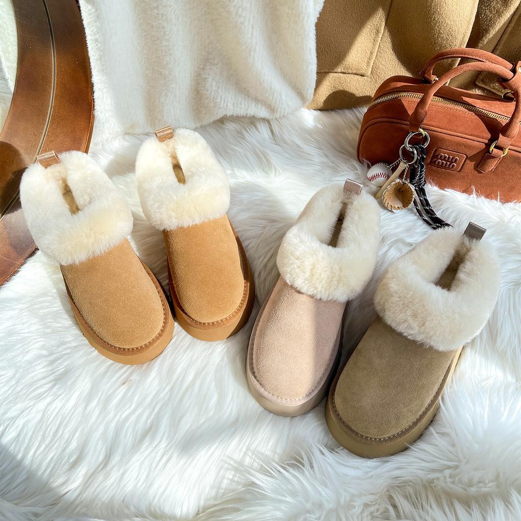 Fleece and Thicker~ Low-top Thick-soled Snow Boots for Women's 2025 Winter New Warm and Heightening Fluffy Shoes Cotton Shoes