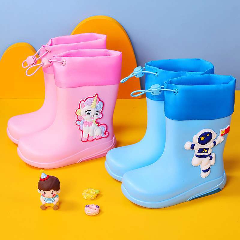 Kindergarten baby water shoes non-slip waterproof boots primary school students environmental protection rain shoes cotton cover removable boys and g