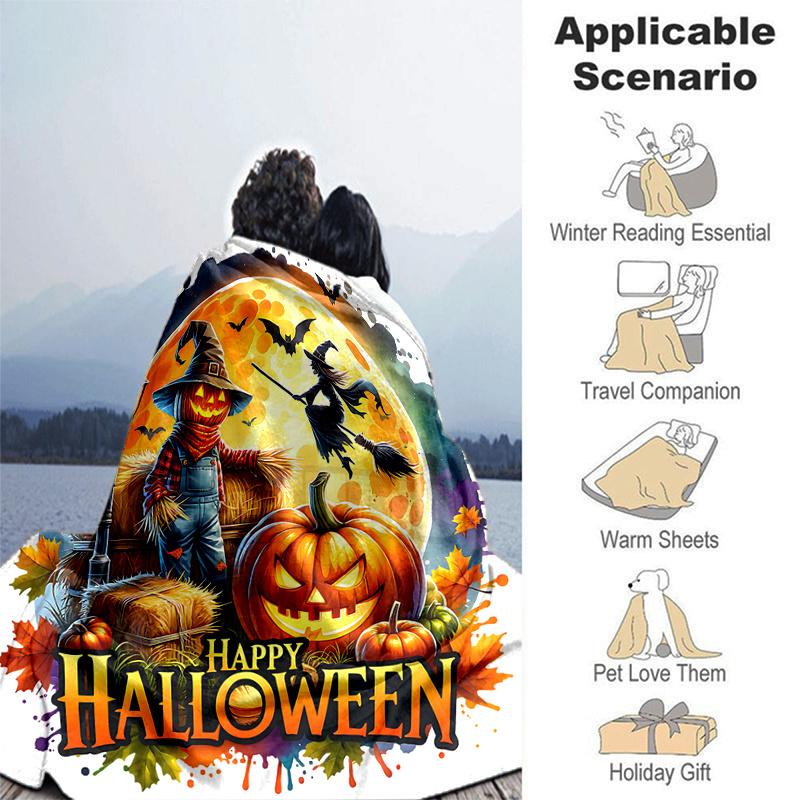 1 Stück Vogelscheuche Halloween Design Decke, Cartoon Heimdeko Geschenk, Wohnzimmer, Reise, Camping, Auto Decken