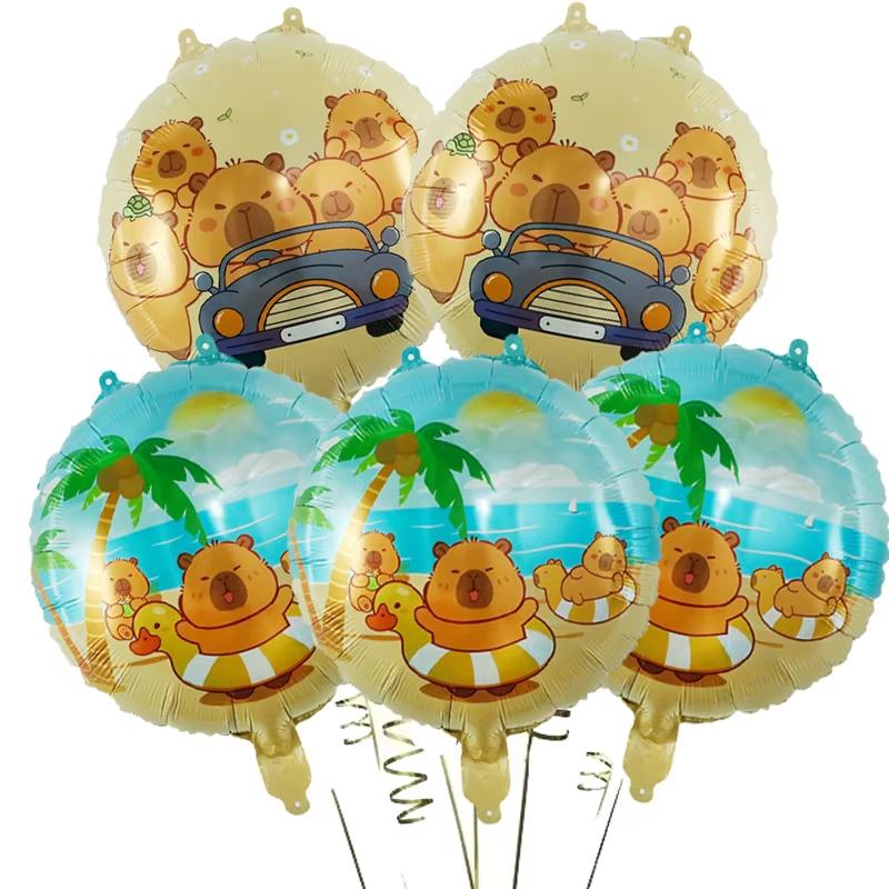 Capibara Festa di Compleanno Decorazioni Stoviglie Palloncini Portachiavi Adesivi Braccialetto Carino Kapibala Regali Gadget Festa Bambini