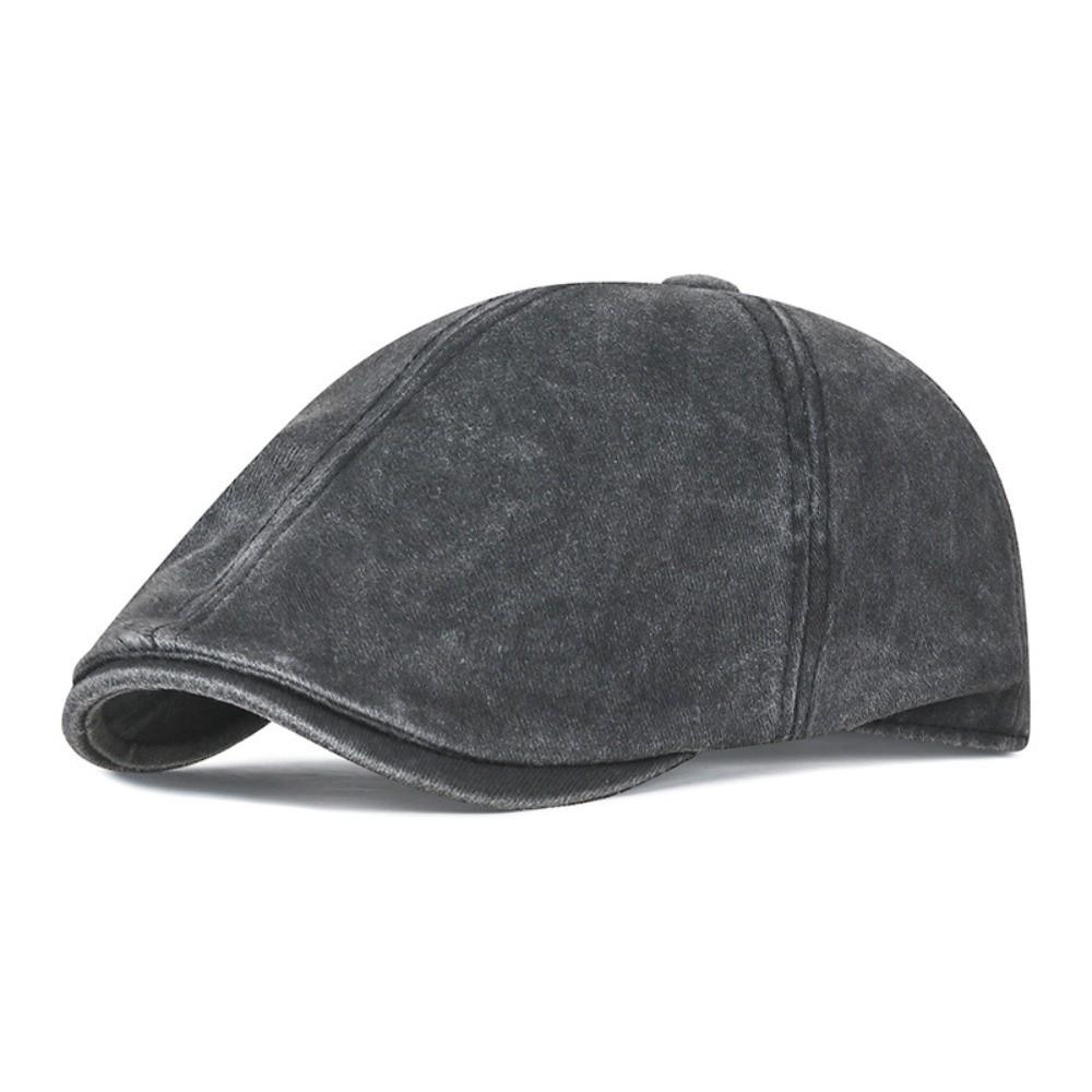 Side Letter Sticker Duckbill Hats Solid Color British Painters Hat Retro Newsboy Cap  for Men Women
