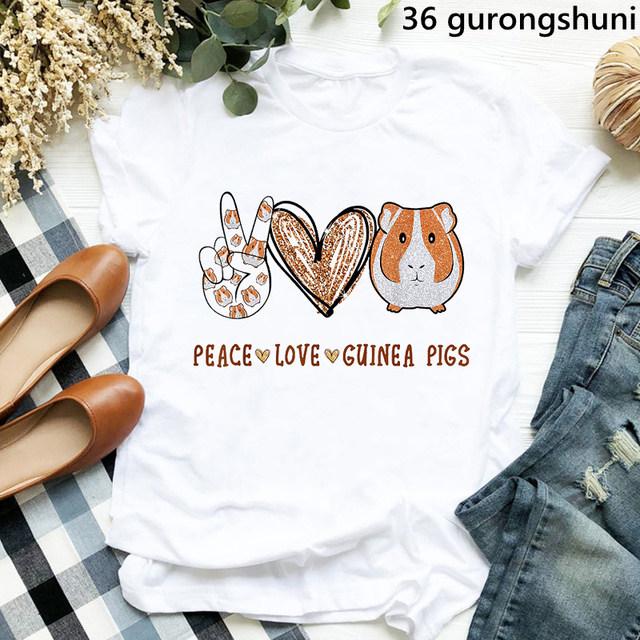 Cute Watercolor Guinea Pig Trendy Cotton Printed Mens And Womens Fashion Round Neck Tshirt Summer New Personalized Tshirt