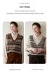 Women's Retro Color Block Cashmere Vest - 2025 Spring/Autumn V-Neck Sleeveless Knit Pullover