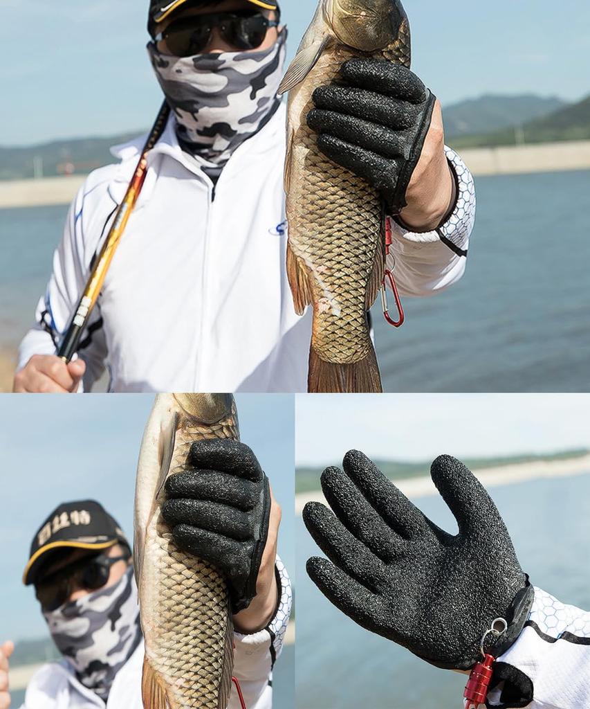 OptiPro Fishing Gloves, Cut-Resistant Fishing Gloves with Magnetic Hook, Fishing