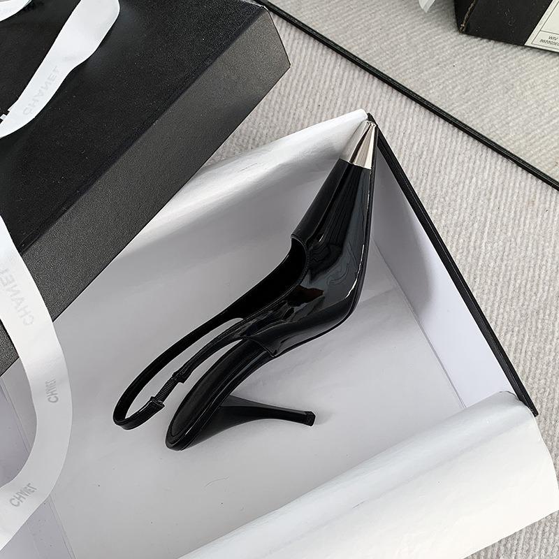 

A202 high heels stiletto sexy not tired feet fashion black high-end large size single shoes 43