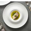 Pure White Relief Texture Ceramic Dessert Plate Serving Snack Pasta Sushi Plates Restaurant Tableware