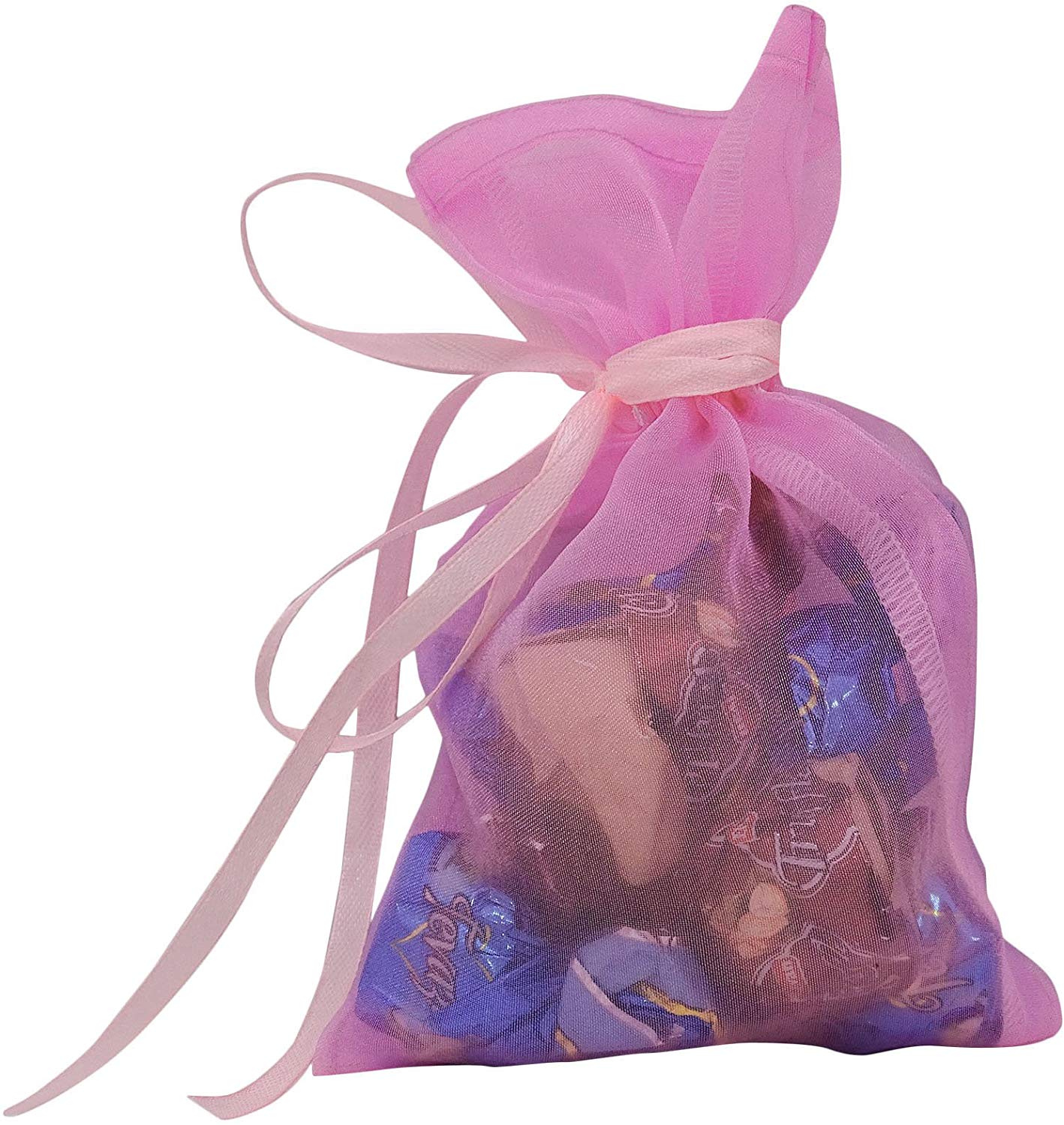 

50 Органзових мішечків на шнурку для подарунків Маленький мішечок для весільних сувенірів 4 x 6,5 дюйми Мішечки «Дякую» для дитячого свята - Дитина рожевий