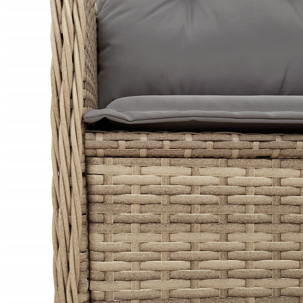 Garden Chairs with Cushions 2 Pcs. Adjustable Beige Poly Rattan