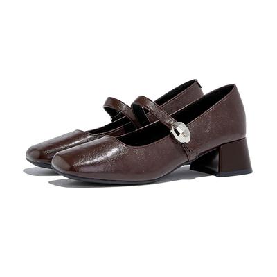Fashion AIYUQI Mary Jane Shoe Girl 2025 New Women's High Heels Square-Toe Vintage Large-Size Strapless Shoes Women Dress Shoes Female
