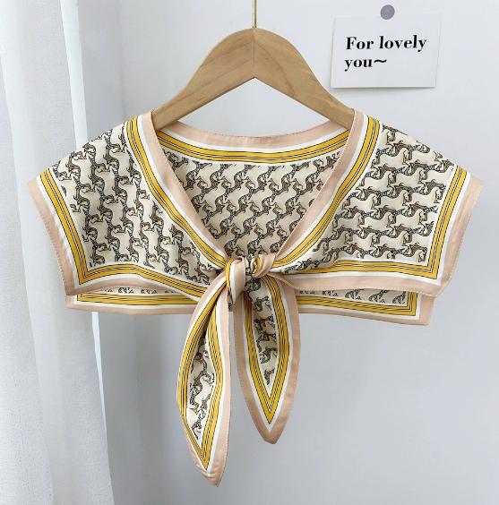 New Design Floral Shawl Fake Collar Women Detachable Collars Big Lapel False Collar Shoulder Wrap Scarf Clothing Accessories