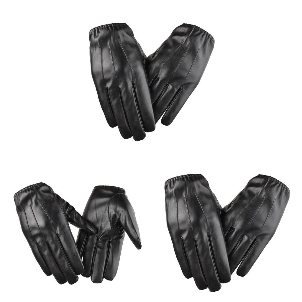 Pu Leather Mens Touchscreen Warm Gloves For Winter Driving Commuting